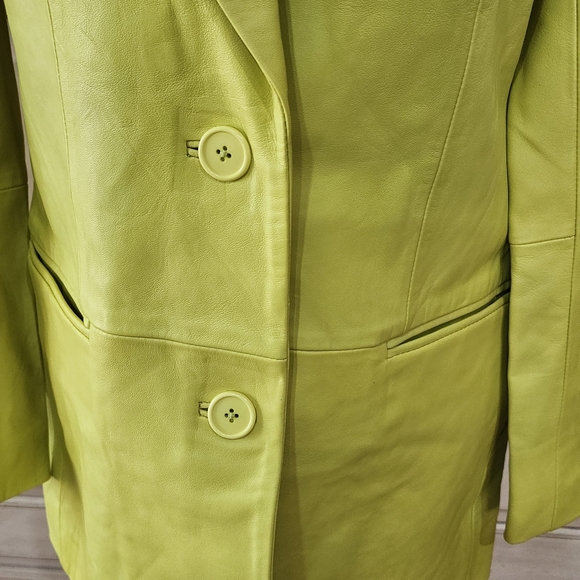 NWT Walter Baker Oversized Lambskin Lime Green Kira Button Up Blazer Sz XS - Picture 8 of 15